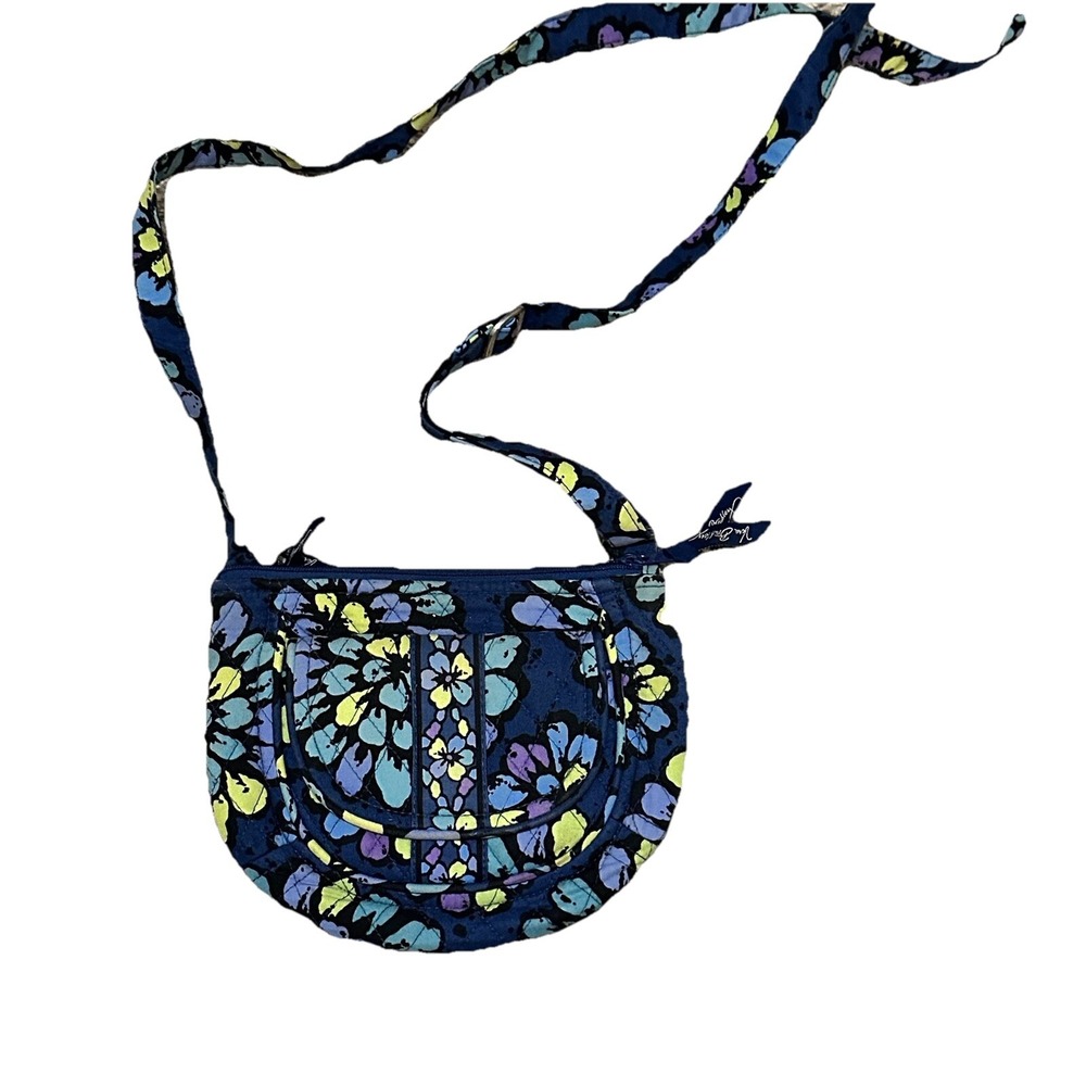 Vera Bradley Night and Day Floral Quilted Cotton Crossbody Bag Blue Purple Lime